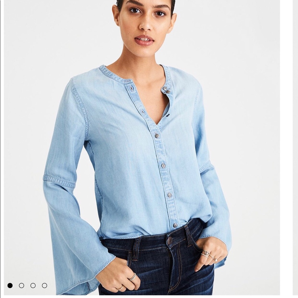 Chambray Bell Sleeve Top